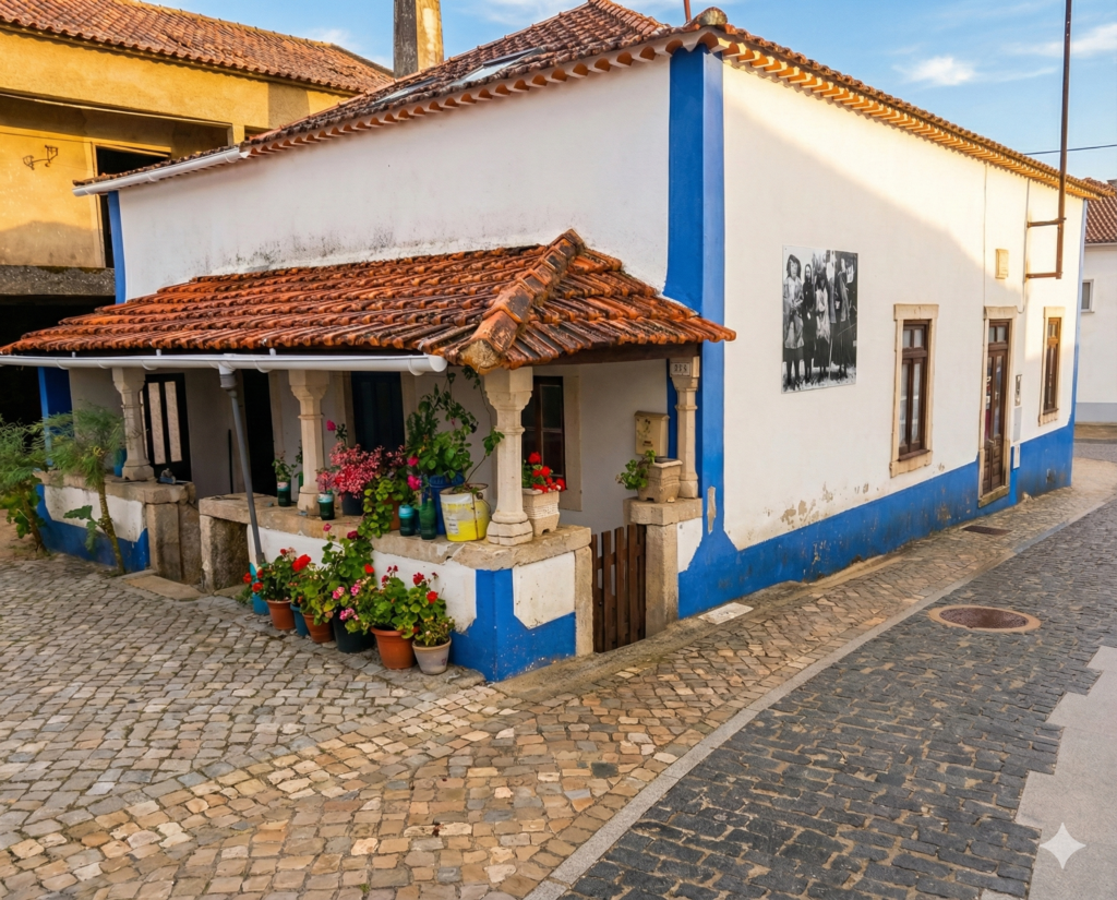 Egy fehérre meszelt portugál ház Aljustrelben